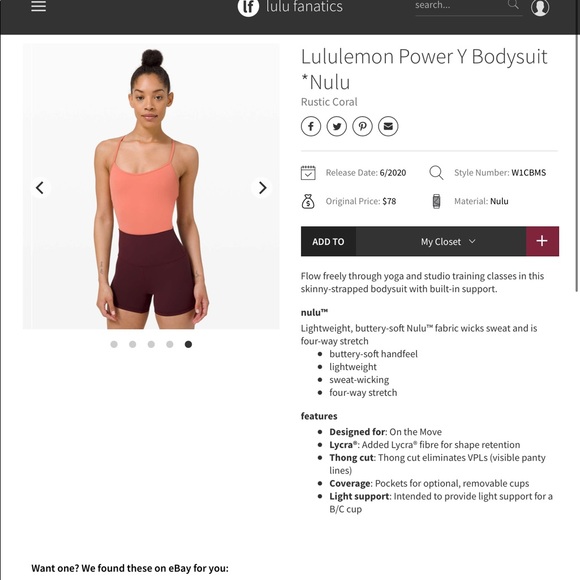 🍋 Lululemon Power Y Bodysuit size 6 - Picture 8 of 8